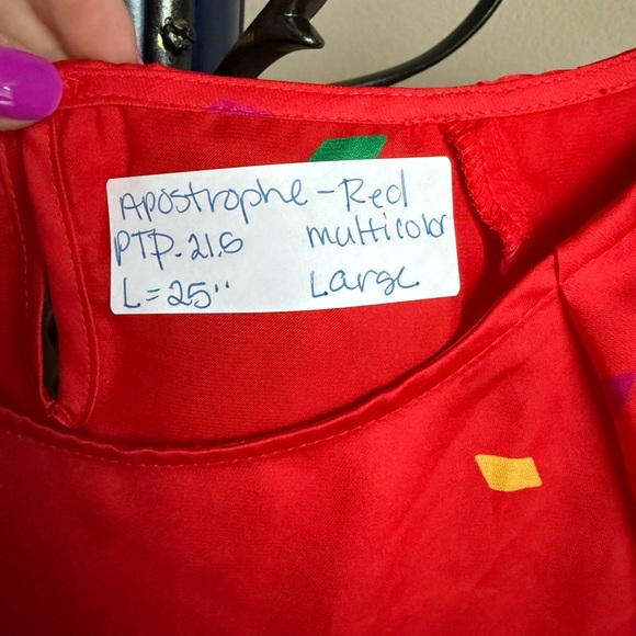 Apostrophe Women's Red Ruffle Sleeve Blouse, Size Large - Picture 4 of 8